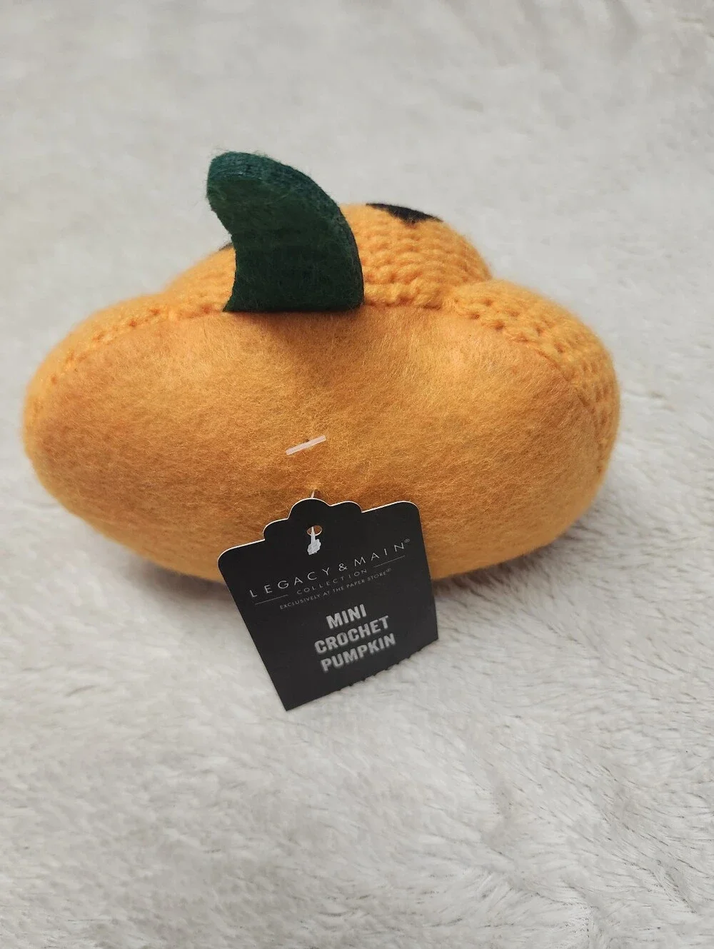 NWT Legacy & Main Mini Crochet Pumpkin Jack O Lantern Halloween Decor Paper Stor